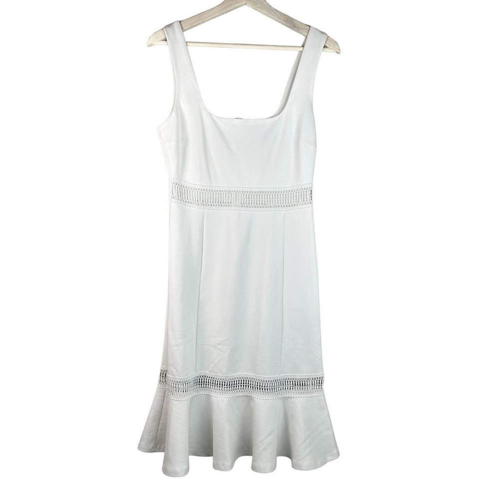 Lulus Women's Off White Lace Detail Square Neck Sleeveless Dress Small